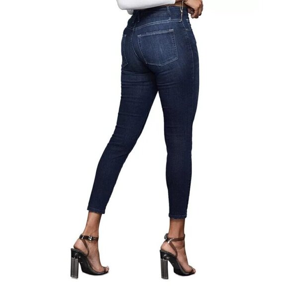GOOD AMERICAN Good Legs Crop Jeans Stretch Denim Dark Wash size 6/28 - Picture 3 of 6